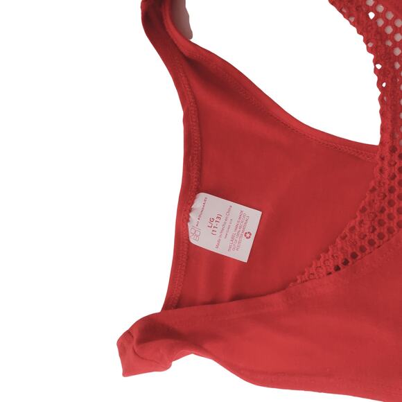 Red White Blue Stars Hearts Mesh-Trim Racerback Tank Top Jr. 11-13 - Picture 4 of 4